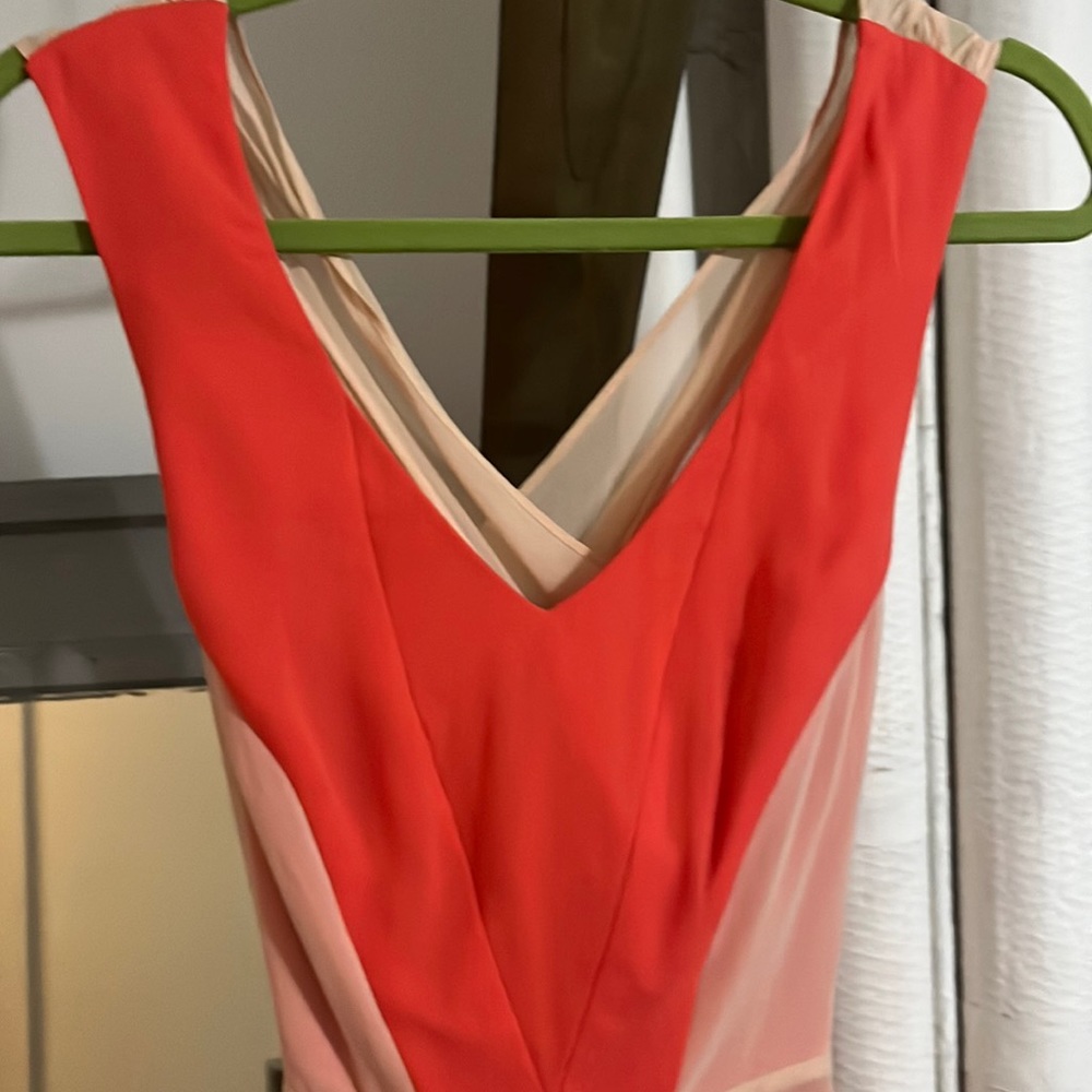 Orange and cream wedding guest dress from Reiss. Size 2